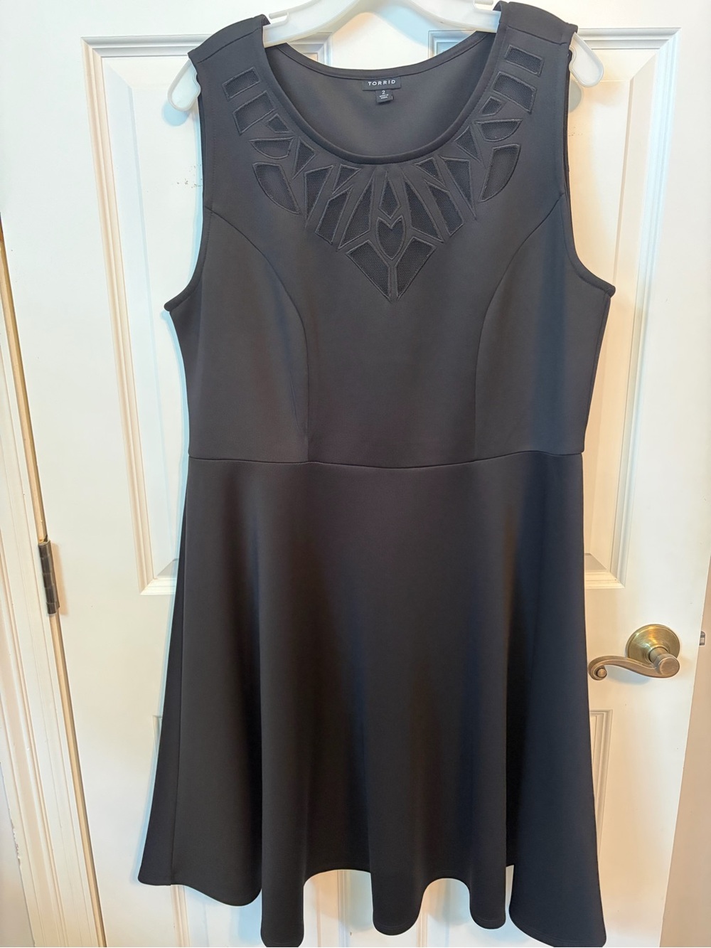 torrid Black Sleeveless Fit-and-Flare Dress with Cutout Yoke